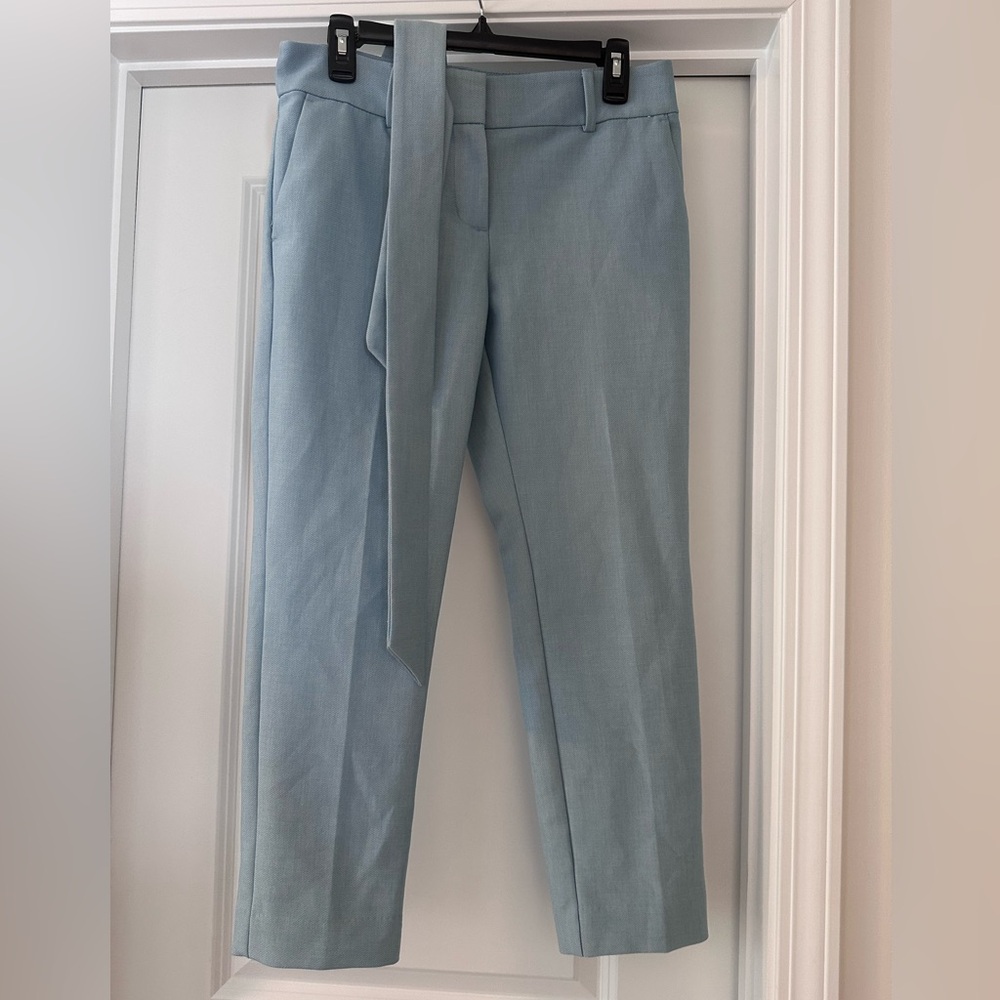 LOFT Light Blue Tie-Waist Tailored Trousers